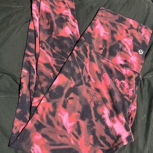 lululemon athletica  Aligb Pink and Black Leggings 8